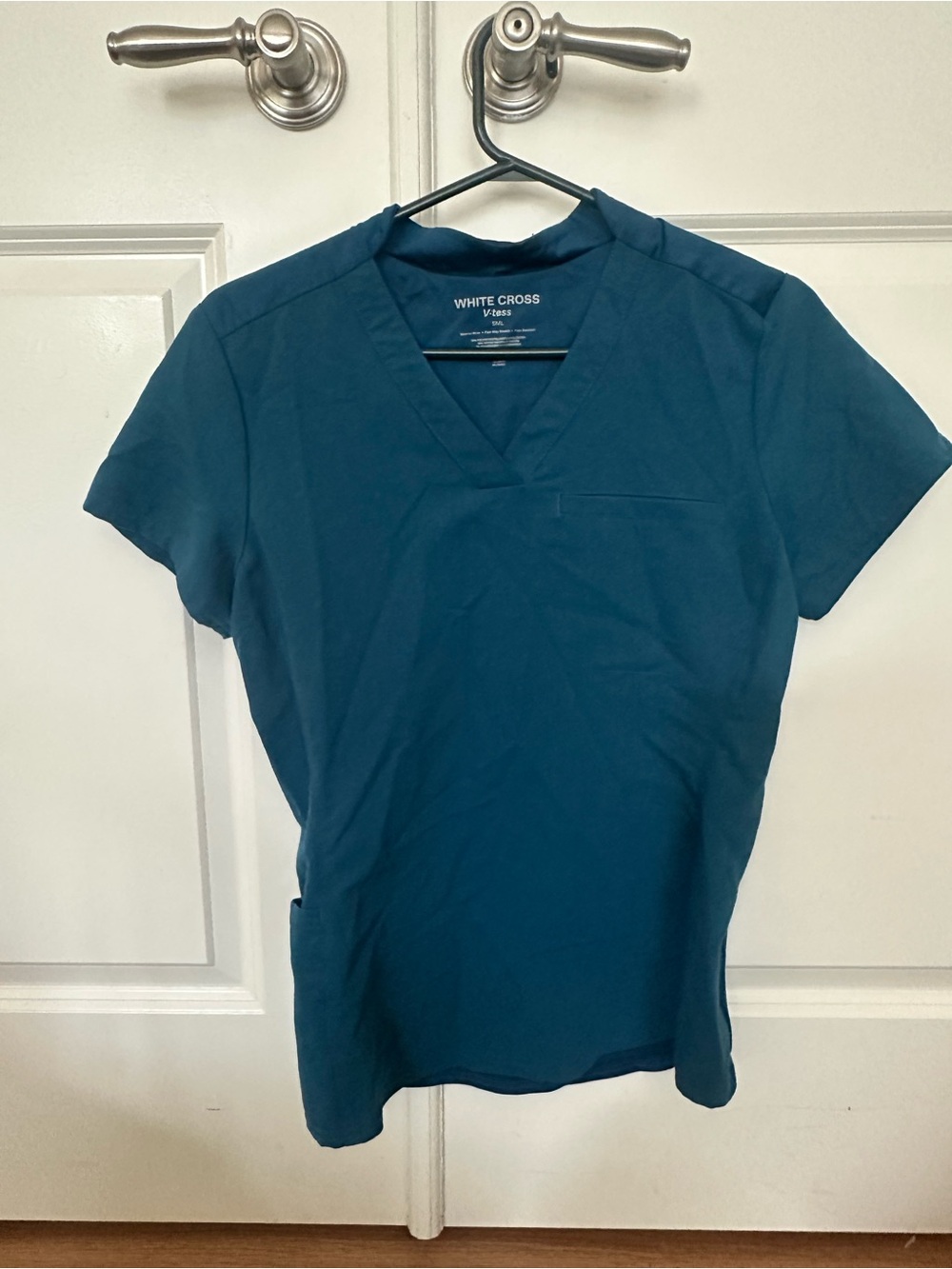 Teal White Cross Scrub Top